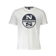 North Sails Frisk Vit Bomull T-shirt med Signaturtryck White, Herr