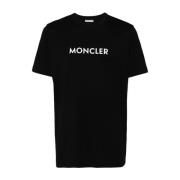 Moncler Svart T-shirt med logotyptryck Black, Herr