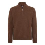 Boggi Milano Ull/Nylon Half-Zip Tröja Brown, Herr