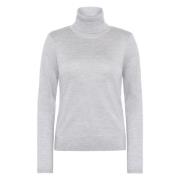 Emerson Renaldi Ljusgrå Merinoull Turtle Neck Sweater Gray, Dam