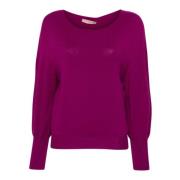 Twinset Prune Sweaters Låda Design Båt Hals Purple, Dam