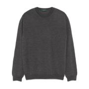 Zanone Stiliga Girocollo Sweaters Gray, Herr