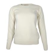 Cashmere Company Mjuk Crewneck Tröja i Vit White, Dam