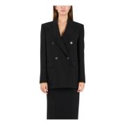 Max Mara Studio Oversized Dubbelknäppt Cady Jacka Mirella Black, Dam