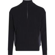 Calvin Klein Svart Dragkedja Cardigan Tröja Vinter Bomull Black, Herr