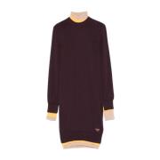 Fendi Aubergine Stickad Lagerskjol med Logotyp Brown, Dam