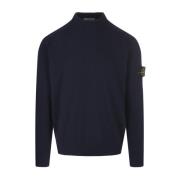 Stone Island Blå Ullstickad Rund Hals Tröja Blue, Herr