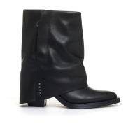 ASH Svarta ankelboots i läder med 60 mm klack Black, Dam