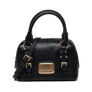 Love Moschino Svart Hammrad Läder Axelväska Black, Dam