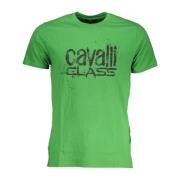 Cavalli Class Grön T-shirt med korta ärmar och logotyp Green, Herr