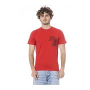 Cavalli Class Enfärgad T-shirt med Logotyptryck Red, Herr