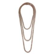 Brunello Cucinelli Brun Monili Kedja Twisted Halsband Brown, Dam