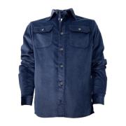 Paul & Shark Blå Bomull Velvet Overshirt Blue, Herr