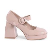 19v69 Italia Nude Mary Jane Pump med Klack Beige, Dam