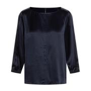 Marc Cain Silke Elegant Blus med Rund Hals Blue, Dam