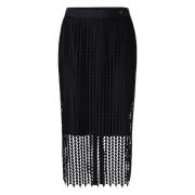 Marc Cain Midi Pennkjol med Mesh Design Blue, Dam