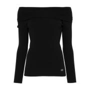 Liu Jo Svart Off-Shoulder Sweater med Square Neck Black, Dam