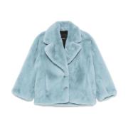 Pinko Ljusblå Faux-Fur Kappa Blue, Dam