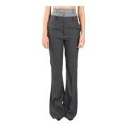 Sportmax Flared Lince Wool Pants Gray, Dam