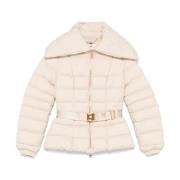 Elisabetta Franchi Quiltad Vit Jacka med Logopatch White, Dam