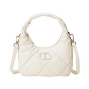 Twinset Quiltad läder hobo väska Beige, Dam