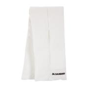 Jil Sander Vit Vadderad Fjäder Scarf White, Dam