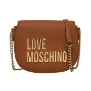 Love Moschino Brun axelväska med lockstängning Brown, Dam