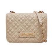 Love Moschino Quiltad Pu Axelväska Elfenben Beige, Dam