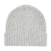 Brunello Cucinelli Grå Ribbstickad Kashmir Beanie Gray, Herr