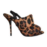 Dolce & Gabbana Leopardmönstrade Slingback Sandaler Brown, Dam