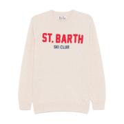 MC2 Saint Barth Beige Stickad Tröja med Patchdetalj Beige, Herr