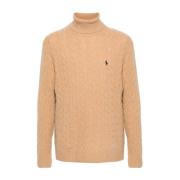 Polo Ralph Lauren Beige Ull Turtleneck Tröja med Logotyp Beige, Herr