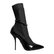 Dolce & Gabbana Svarta Lackläder Stiletto Ankelboots Black, Dam