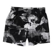 Dolce & Gabbana Camouflage Logo Badshorts med Fickor Multicolor, Herr