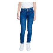 Street One Blå Enfärgad Dragkedja Knapp Jeans Kvinnor Blue, Dam