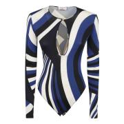 Emilio Pucci Navy Jersey Satin Bodysuit Blue, Dam