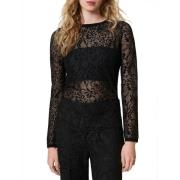 Twinset Svart Spets Jacquard Tröja Black, Dam