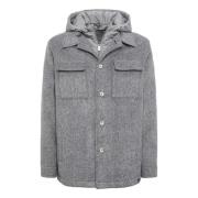 Boggi Milano Link Skjortskjorta i Ull med Bib Gray, Herr