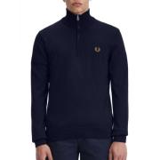 Fred Perry Blå Klassisk Half Zip Tröja Blue, Herr