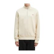 Fred Perry Half Zip Sweatshirt Elfenben Casual Trendy Beige, Herr