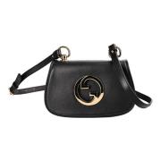 Gucci Mini Blondie Crossbody Väska med Metall GG Logotyp Black, Dam