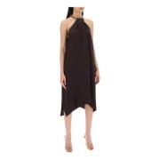 Stella McCartney Satin Midi Klänning med Kedjedetalj Brown, Dam