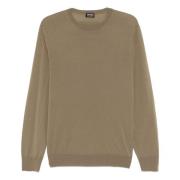 Ermenegildo Zegna Ull Crew-neck Stickat Green, Herr