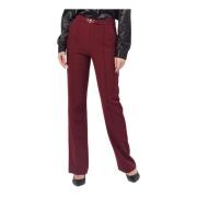 Fracomina Bordeaux Palazzo Byxor Regular Fit Stretch Red, Dam