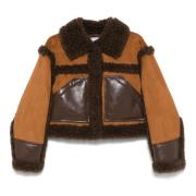 Stand Studio Brun Faux Shearling Jacka med Fickor Brown, Dam