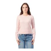 Guess Rosa Crewneck Tröja Kort Skuren Pink, Dam