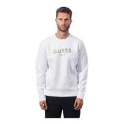 Guess Vit Crewneck Bomullströja White, Herr