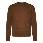 Tom Ford Brun Ribbstickad Crewneck Tröja Alpacka Brown, Herr