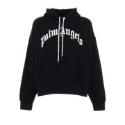 Palm Angels Oversized Bomullshoodie med Logotryck Black, Herr