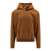 Saint Laurent Ekologisk Bomullsweatshirt med Broderad Logotyp Brown, H...